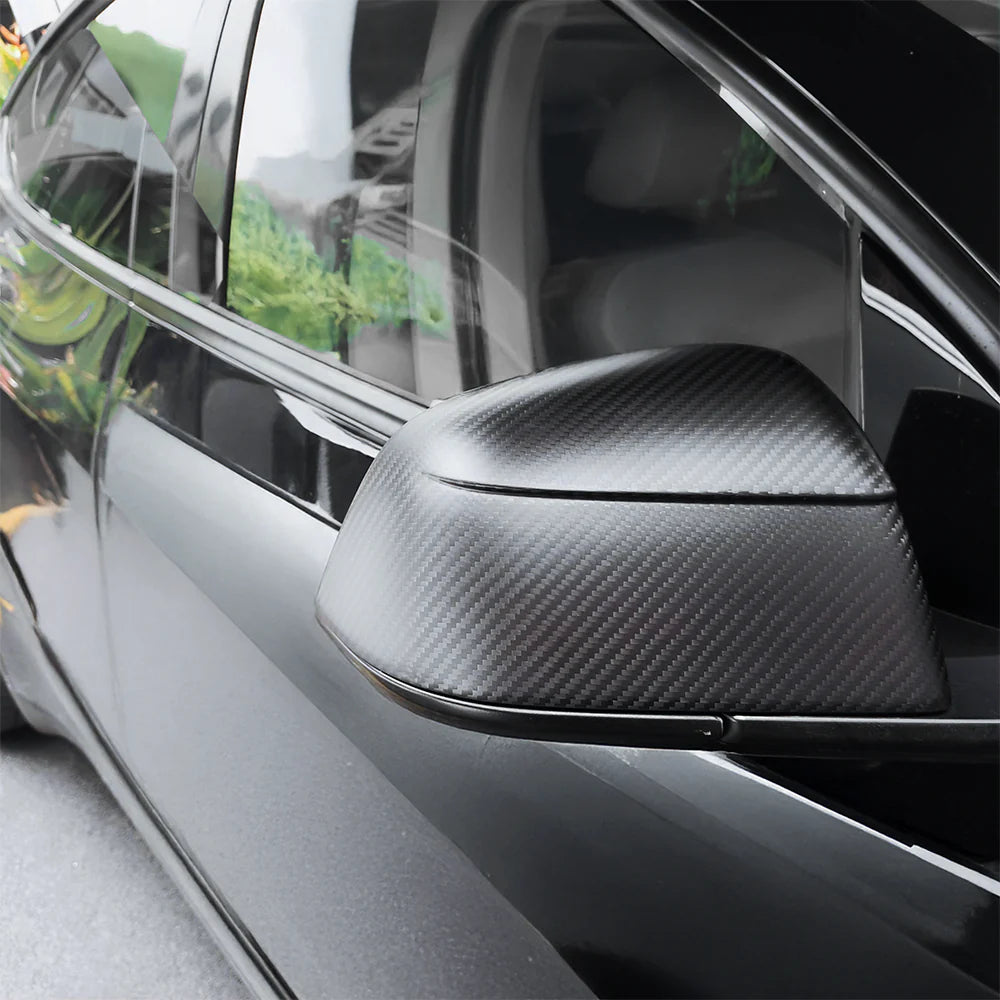 Yeslak Carbon Spiegelkappen | Glossy | Matt – Tesla Model Y / Juniper bei EV Motion Shop