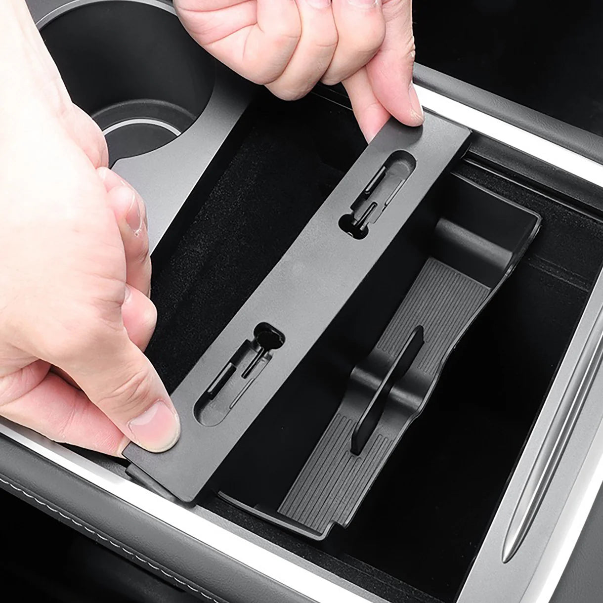 Yeslak Mittelkonsolen Brillenhalter mit Kabelorganizer – Tesla Model 3 / Y (Pre-Facelift) bei EV Motion Shop