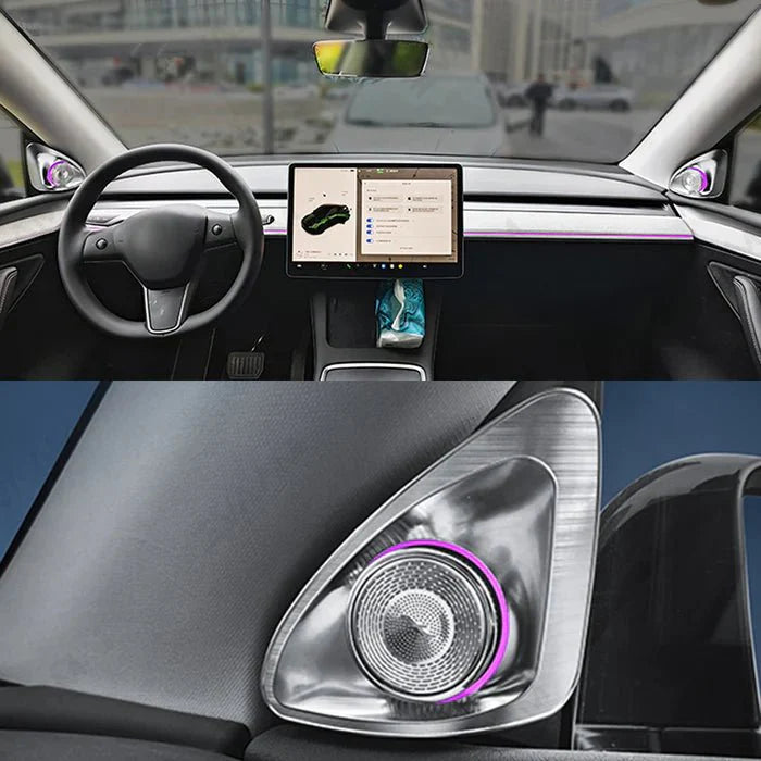 EV Motion 4D rotierende LED Lautsprecher Abdeckung (2er Set) für Tesla Model 3 / Y / Highland