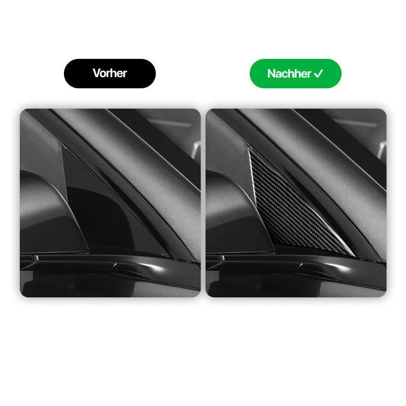 EV Motion Carbon A-Säulen Verkleidung Cover Abdeckungen (2er Set) für Tesla Model 3 (2024) Highland