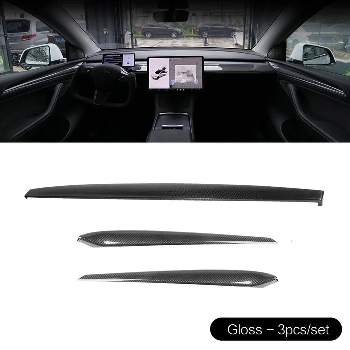 Dashboard Leisten Abdeckung aus echt Carbon für Tesla Model 3 / Y / Highland bei EV Motion Shop