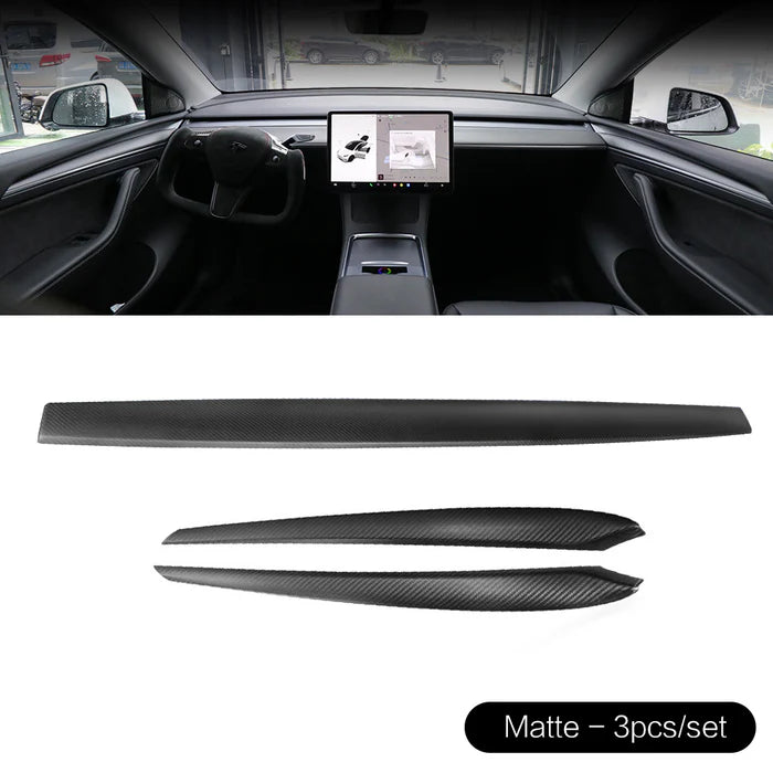 Dashboard Leisten Abdeckung aus echt Carbon für Tesla Model 3 / Y / Highland bei EV Motion Shop
