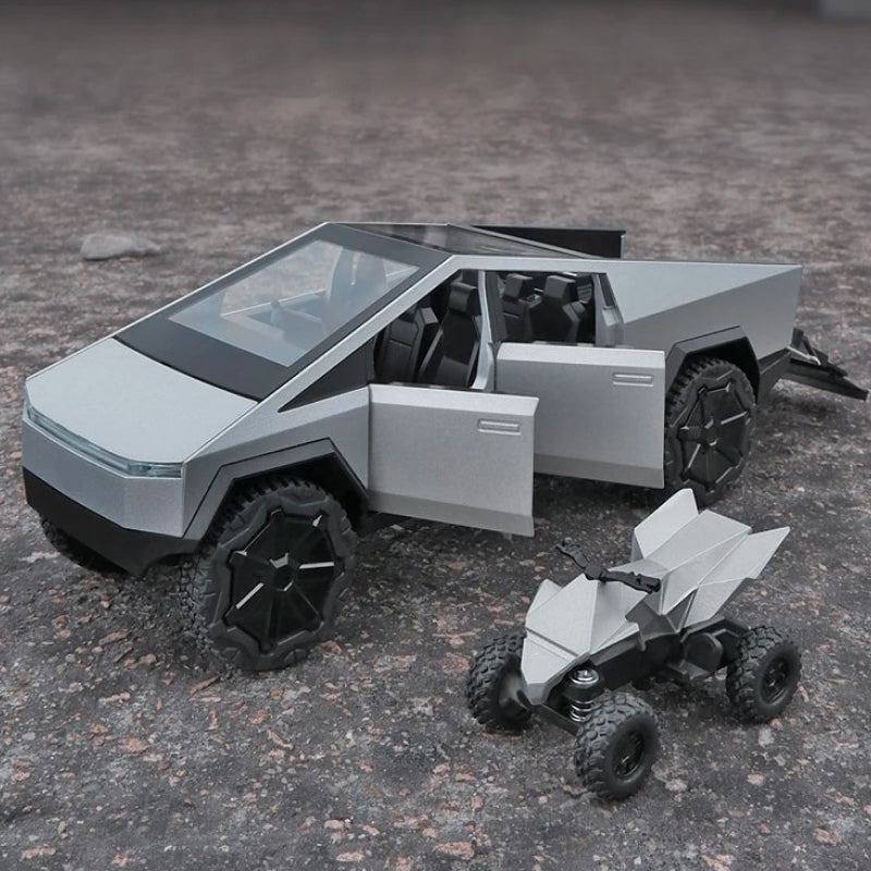 EV Motion Tesla Cybertruck Aluminium Spielzeug 1:24 Modell Auto mit Cyberquad