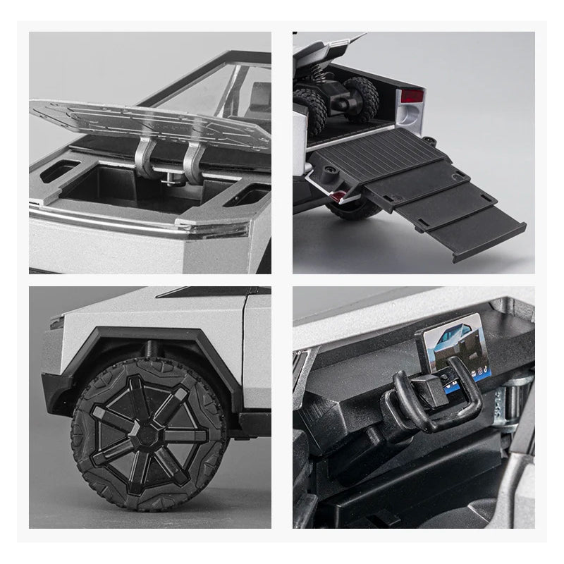 EV Motion Tesla Cybertruck Aluminium Spielzeug 1:24 Modell Auto mit Cyberquad