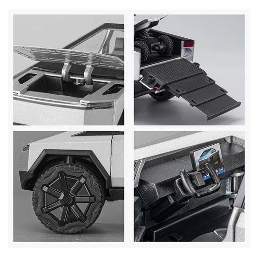 EV Motion Tesla Cybertruck Aluminium Spielzeug 1:24 Modell Auto mit Cyberquad