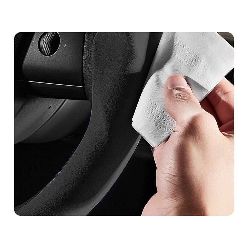 Lenkrad Griffe Abdeckungen Cover im Alcantara Design (Schwarz) für Tesla Model 3 / Y bei EV Motion Shop