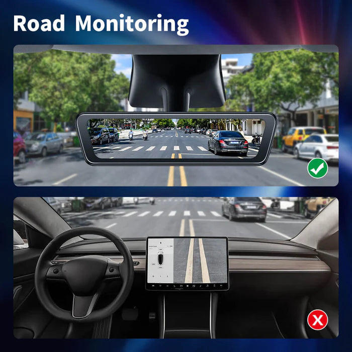 Hansshow 8,2" Zoll Rückspiegel Zweikanal Dashcam Recorder für Tesla Model 3 / Y / Highland bei EV Motion Shop