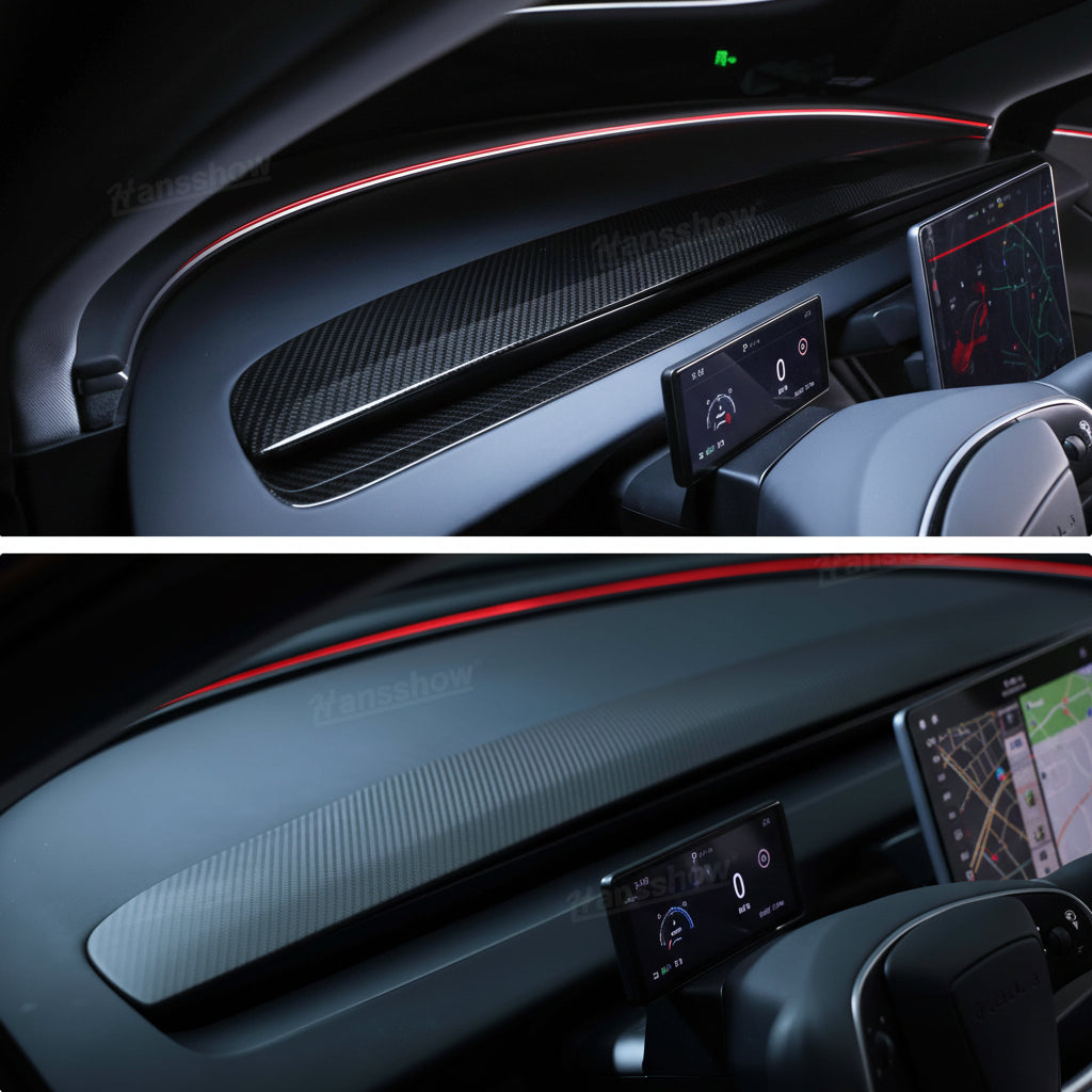 Hansshow Interior Dashboard Panel Leiste aus Echt-Carbon Kohlefaser für Tesla Model 3 (2024) Highland bei EV Motion Shop