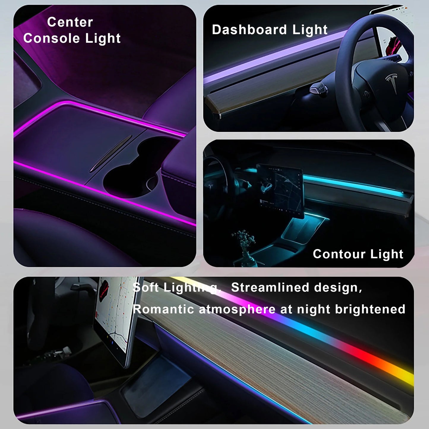 Yeslak Neon Ambient LED Beleuchtung – Tesla Model 3 / Y (Pre-Facelift) bei EV Motion Shop
