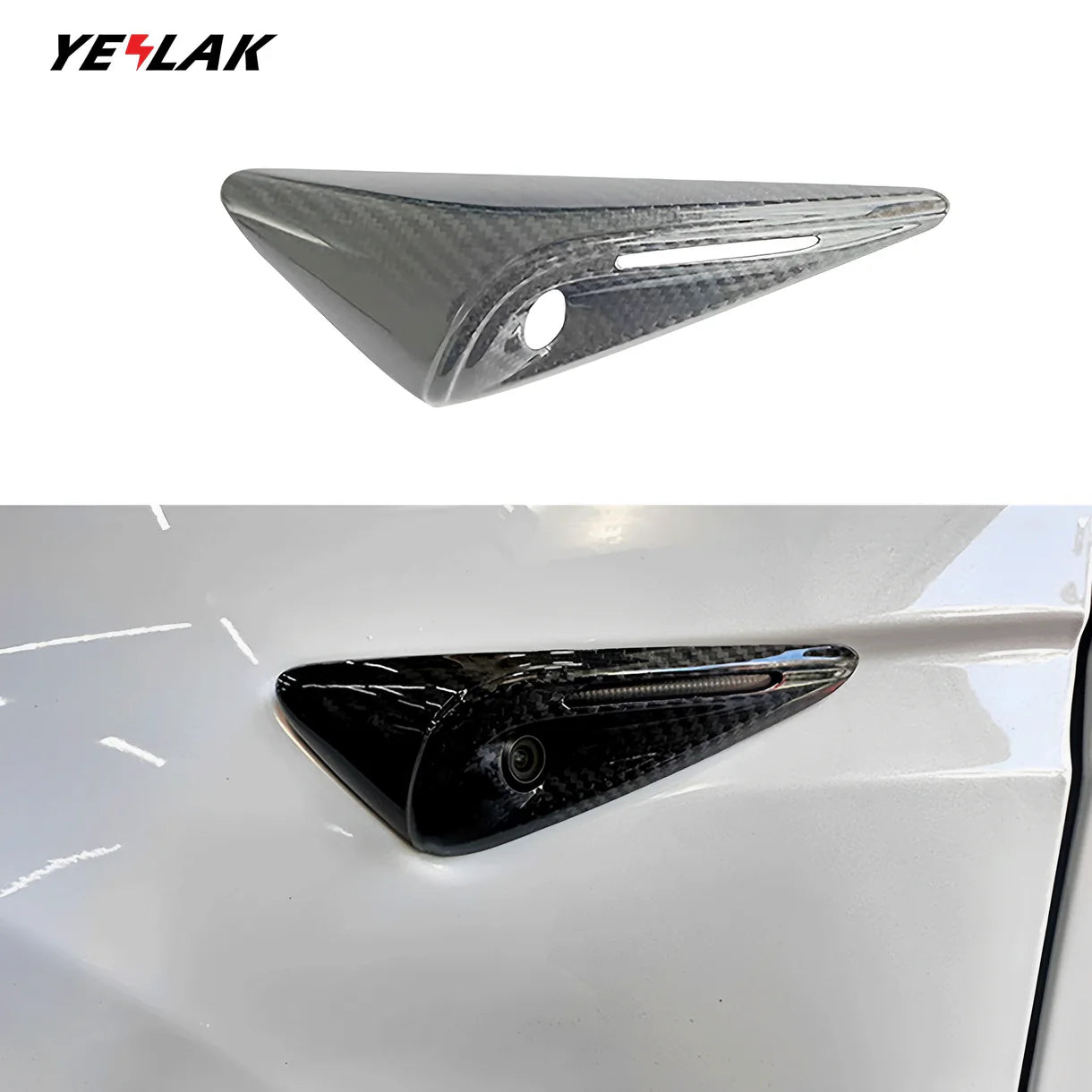 Yeslak Carbon Seitenkamera Schutz Cover – Tesla Model 3 / Y / Highland / Juniper bei EV Motion Shop