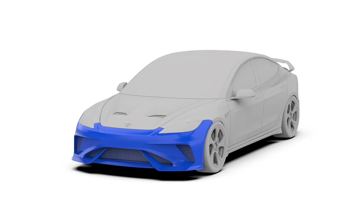 Robot "HACKER" Front Bumper & Front Lippe – Tesla Model 3 Highland bei EV Motion Shop
