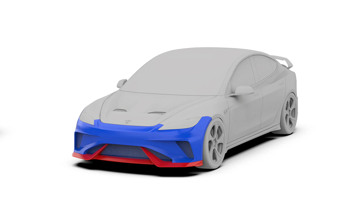 Robot "HACKER" Front Bumper & Front Lippe – Tesla Model 3 Highland bei EV Motion Shop