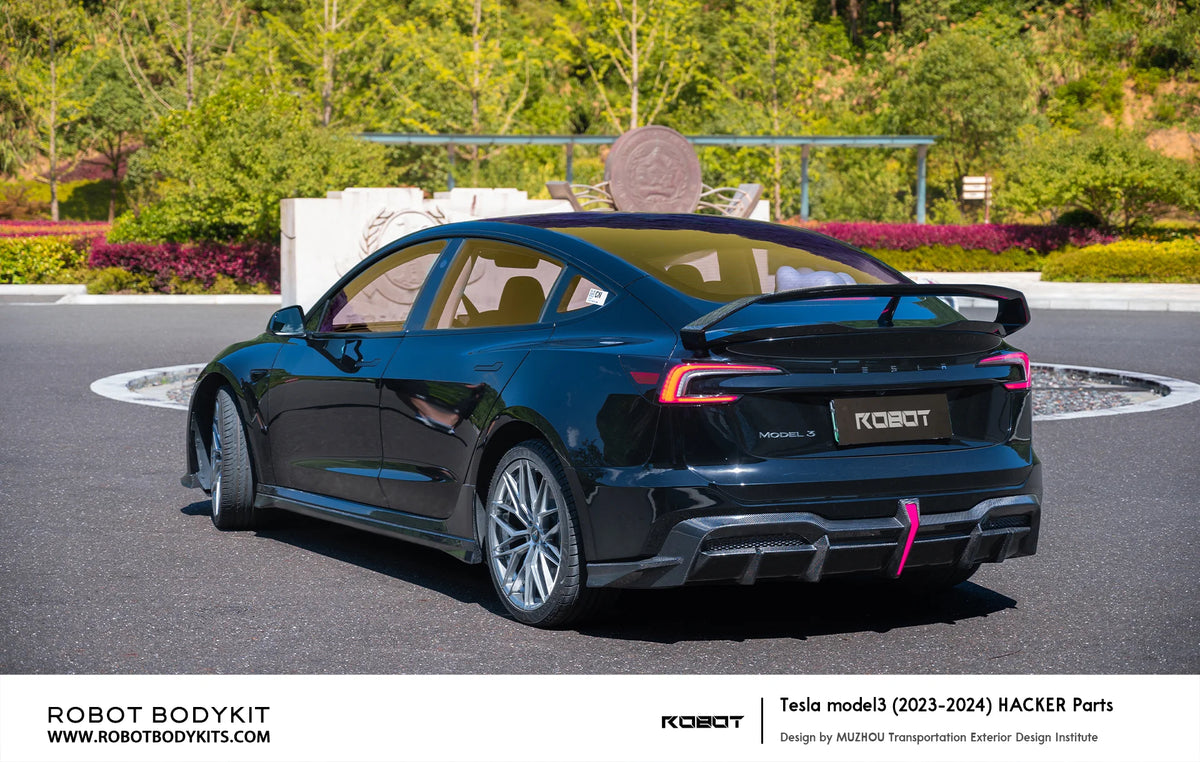 Robot "Hacker" Heck Bumper & Diffuser – Tesla Model 3 Highland bei EV Motion Shop