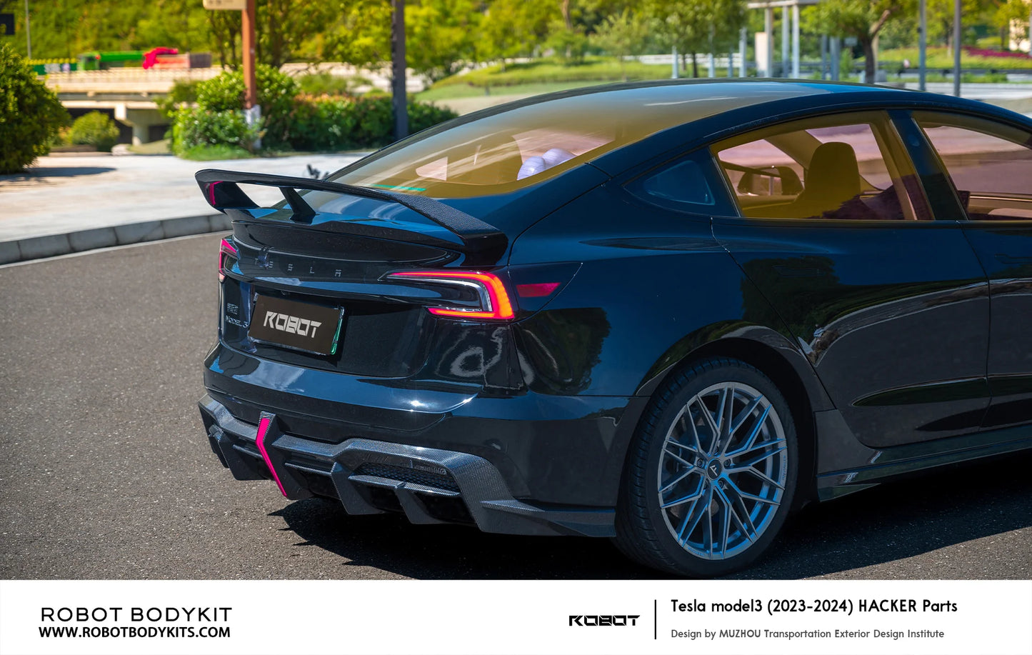 Robot "Hacker" Heck Bumper & Diffuser – Tesla Model 3 Highland bei EV Motion Shop