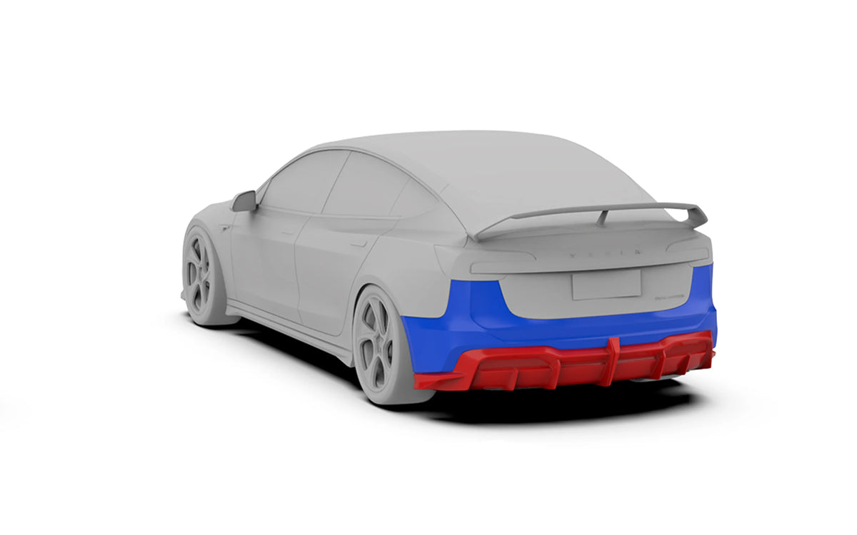 Robot "Hacker" Heck Bumper & Diffuser – Tesla Model 3 Highland bei EV Motion Shop
