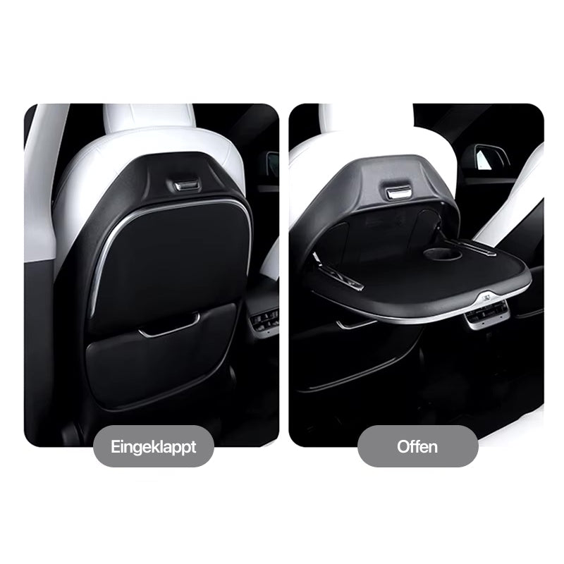Ruecksitze Klapptisch Halterung mit Ladefunktion für Tesla Model 3 / Y / Highland bei EV Motion Shop
