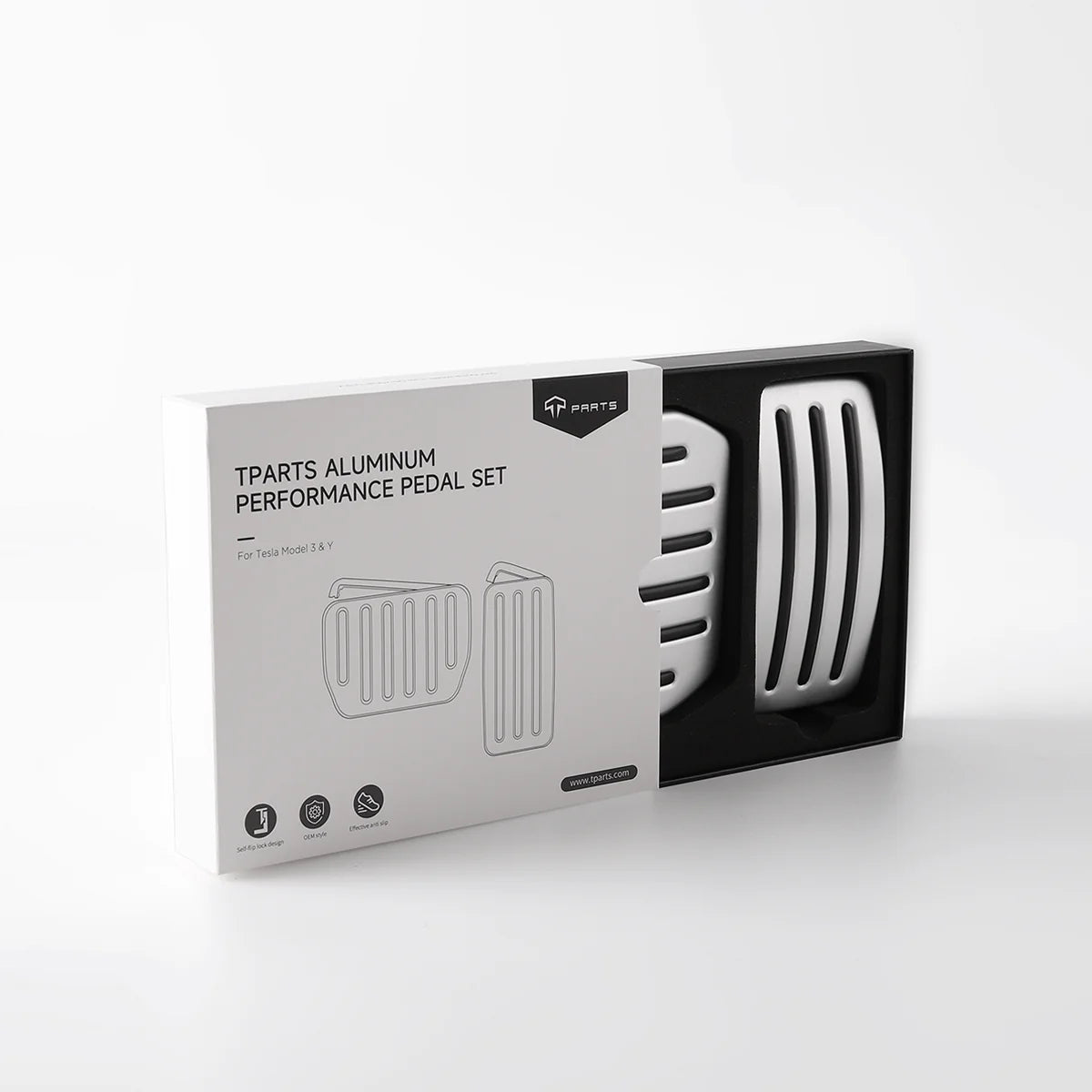 Smart Lock Aluminium Performance Fußpedal Set für Tesla Model 3 / Y / Highland bei EV Motion Shop