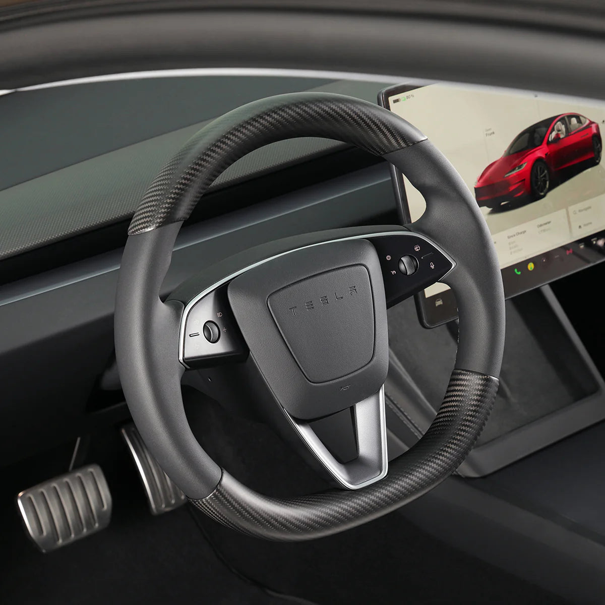TPARTS Echt Carbon Lenkrad Cover – Tesla Model 3 Highland / Model Y Juniper bei EV Motion Shop
