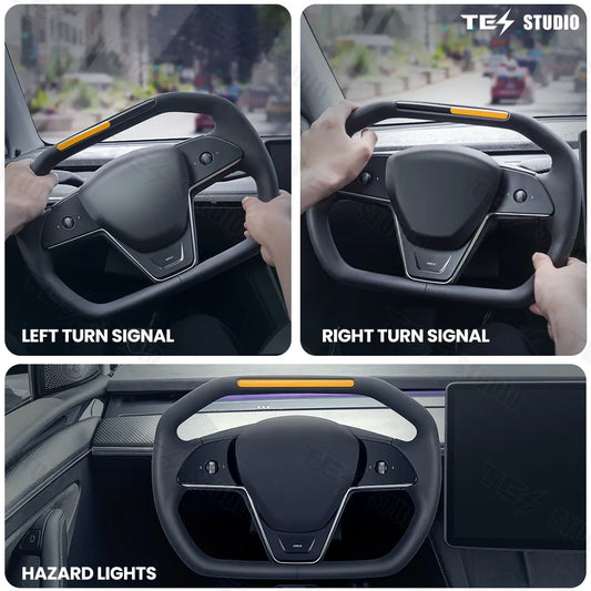 Tesstudio Cybertruck Inspiriertes Cyberpack Lenkrad mit Kontrollleuchten für Model 3 / Y bei EV Motion Shop