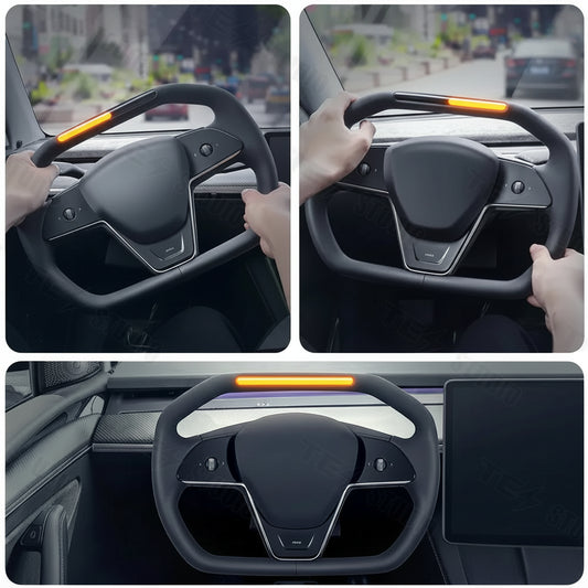 Tesstudio Cybertruck Inspiriertes Cyberpack Lenkrad mit Kontrollleuchten für Model 3 / Y bei EV Motion Shop