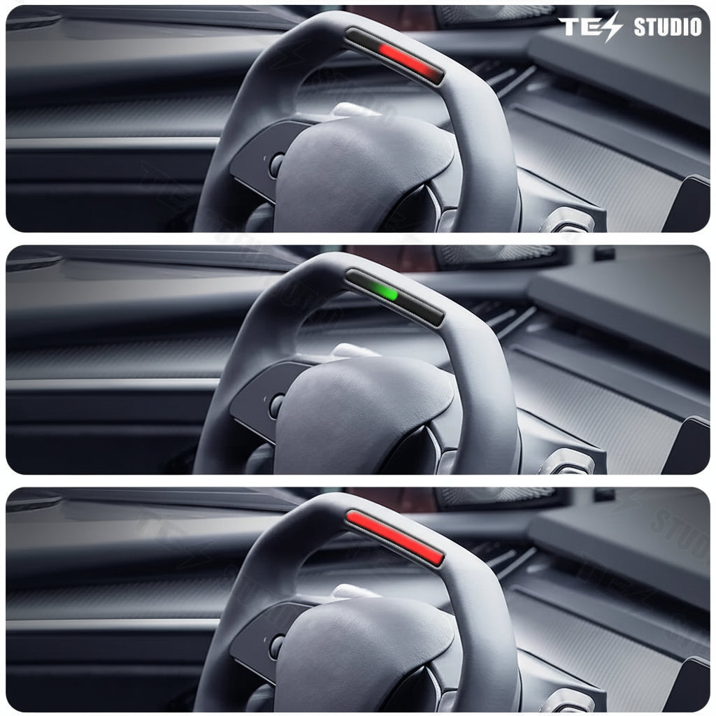 Tesstudio Cybertruck Inspiriertes Cyberpack Lenkrad mit Kontrollleuchten für Model 3 / Y bei EV Motion Shop