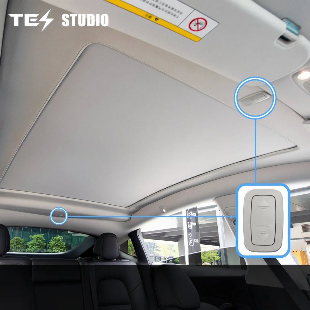 Tesstudio Elektrischer Sonnendach Panorama Sonnenschutz für Tesla Model Y / Juniper bei EV Motion Shop