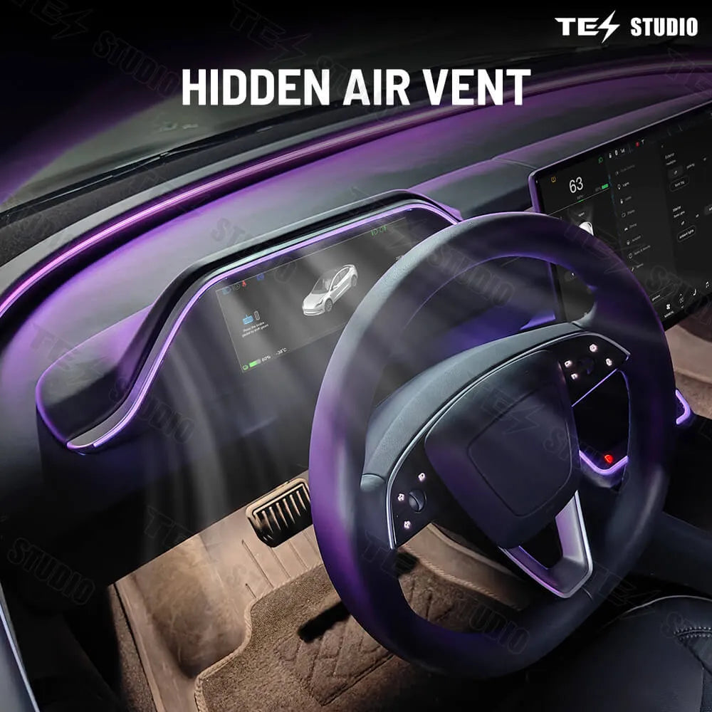 Tesstudio Integrierte Digitales Armaturenbrett Dashboard Display mit Ambiente LED und Kamera für Tesla Model 3 Highland bei EV Motion Shop