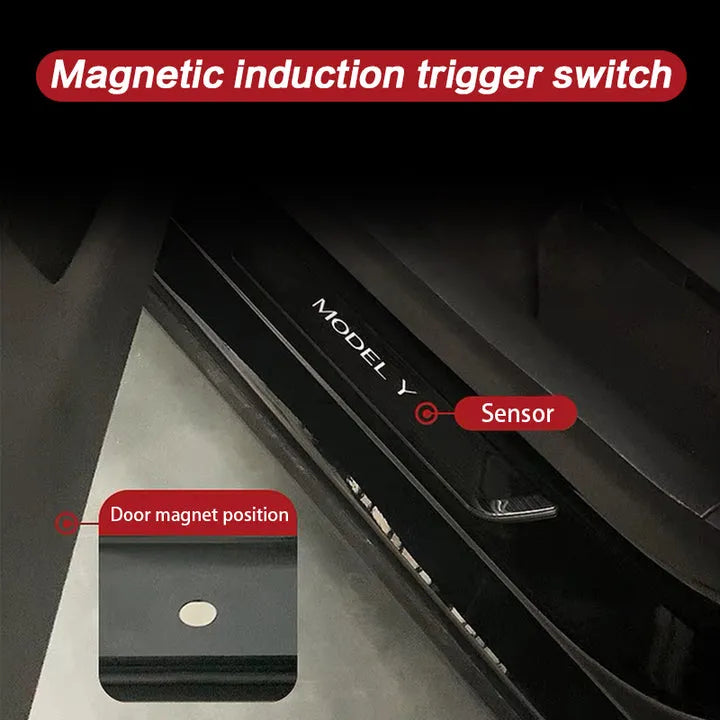 Tesstudio beleuchtete LED Einstiegsleiste für Tesla Model 3 / Y bei EV Motion Shop