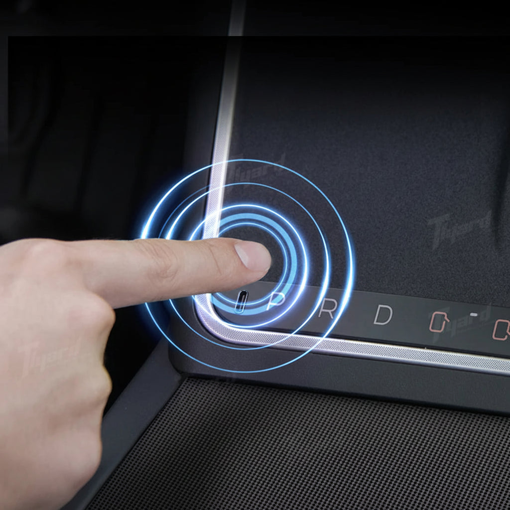 Tlyard Mittelkonsole Wireless Charger mit LED Ambiente – Tesla Model 3 Highland / Model Y Juniper bei EV Motion Shop