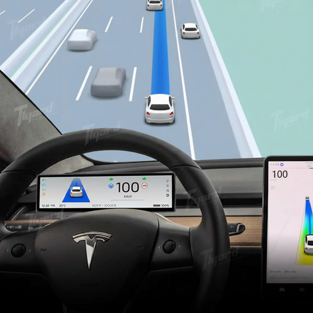 Tlyard 8.8 Zoll Dashboard Breitbild Touch Display mit Frontkamera für Model 3 / Y / Highland bei EV Motion Shop