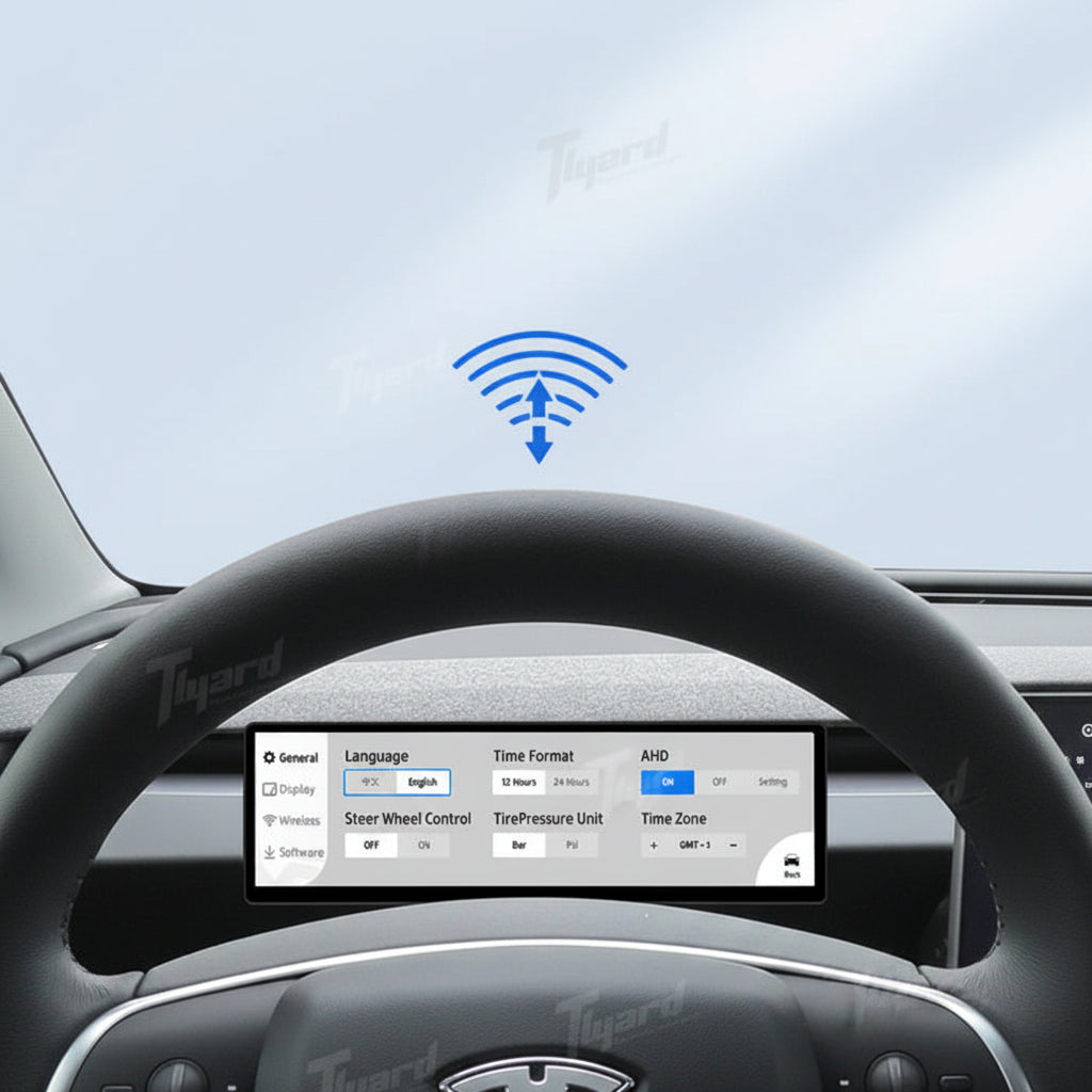Tlyard 8.8 Zoll Dashboard Breitbild Touch Display mit Frontkamera für Model 3 / Y / Highland bei EV Motion Shop