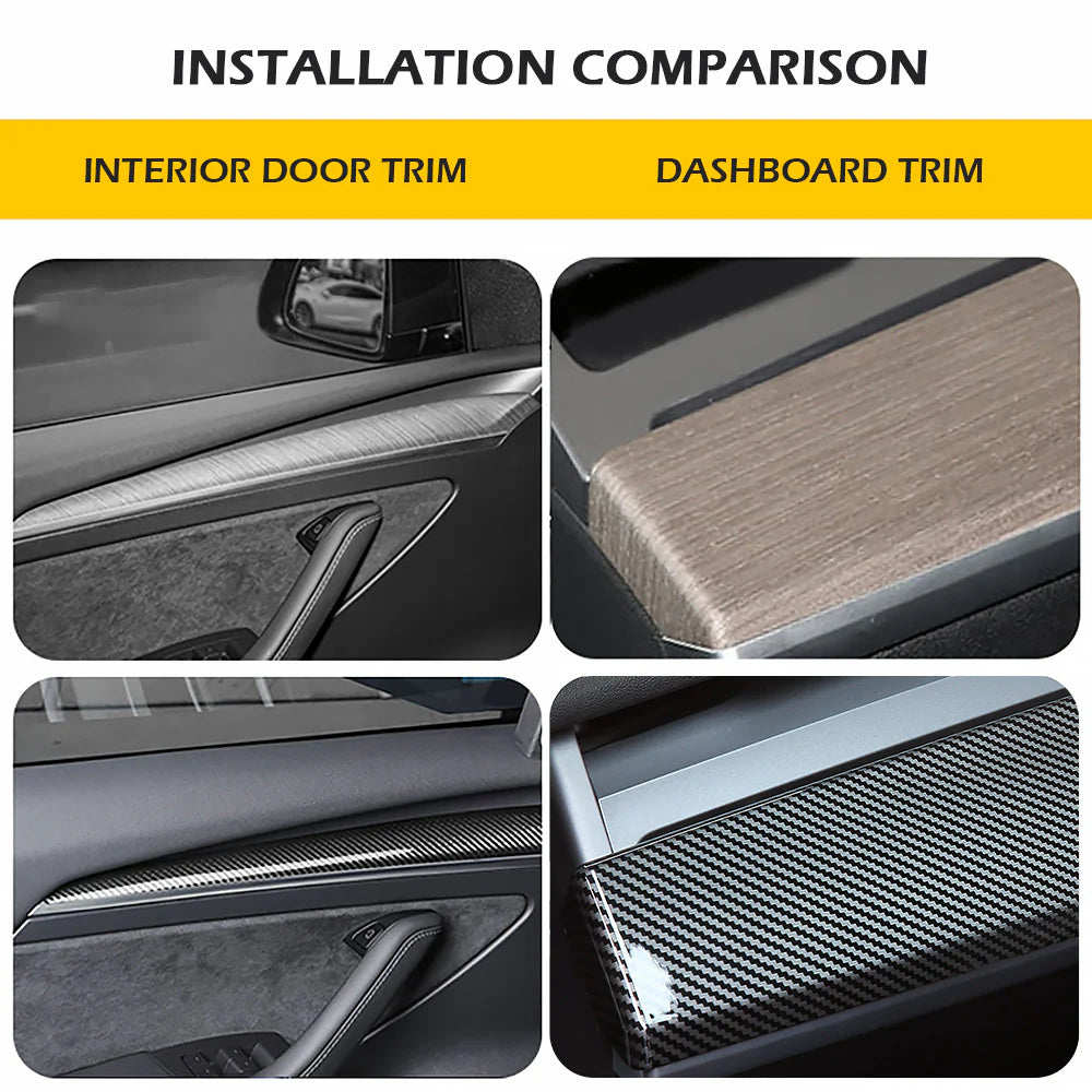 Tlyard Dashboard Cover und Türverkleidung Abdeckung Kohlefaser Panel Upgrade aus echtem Carbon für Tesla Model 3 / Y bei EV Motion Shop