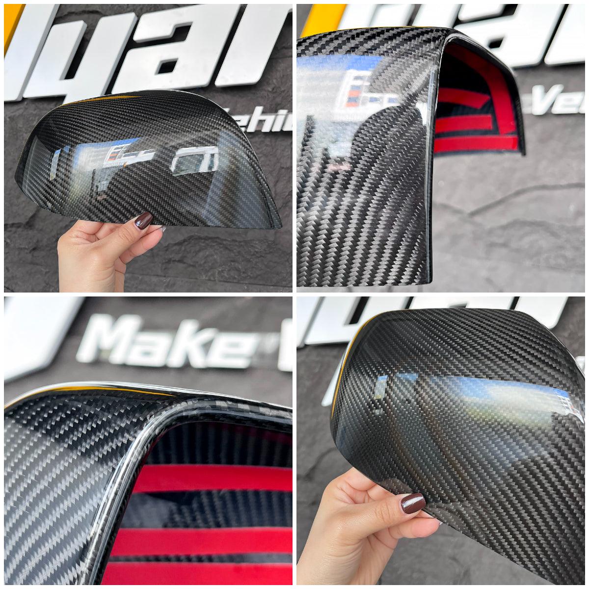 Tlyard Echte Kohlefaser Außenspiegel Carbon Abdeckungen für Model 3 / Y / Highland bei EV Motion Shop