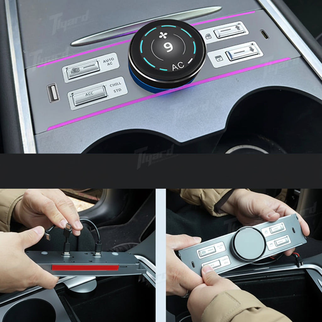 Tlyard Intelligenter LCD Physikalischer Schaltknauf Regler mit Dockingstation für Tesla Model 3 / Y bei EV Motion Shop