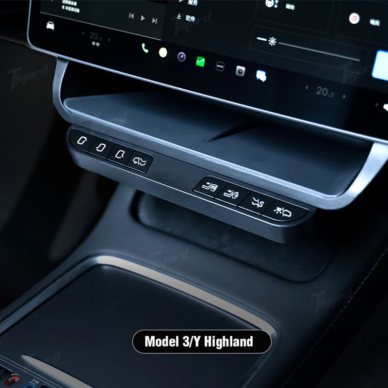 Tlyard Mittelkonsolen Ablageflaeche mit Multifunktionstasten für Tesla Model 3 / Y / Highland bei EV Motion Shop