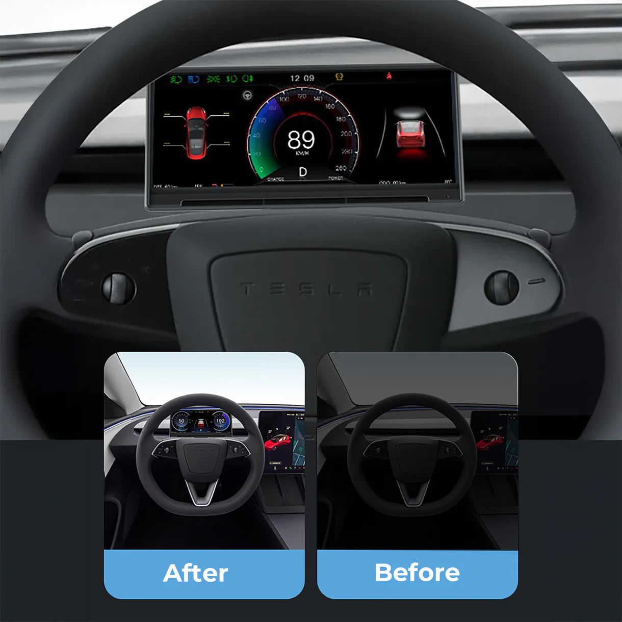 Yeslak 8.9" Zoll Dashboard Display – Tesla Model 3 Highland / Model Y Juniper bei EV Motion Shop