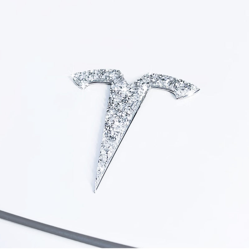 Diamond-Look Badge Bling Logo Sticker Emblem für Front, Heck & Lenkrad (3er Set) für Tesla Model 3 / Y bei EV Motion Shop