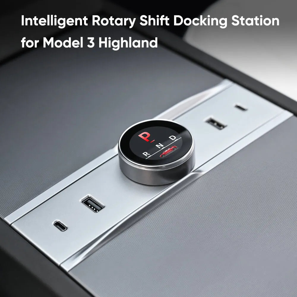 Tesstudio Smart Drehbare Schalt Knob mit Lade Dock für Tesla Model 3 (2024) Highland bei EV Motion Shop