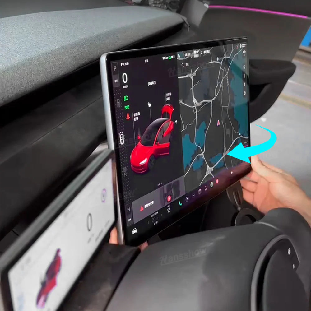 Hansshow Mittelkonsolen Touchscreen-Drehhalterung Schwenkbare Bildschirmhalterung für Tesla Model 3 (2024) Highland bei EV Motion Shop