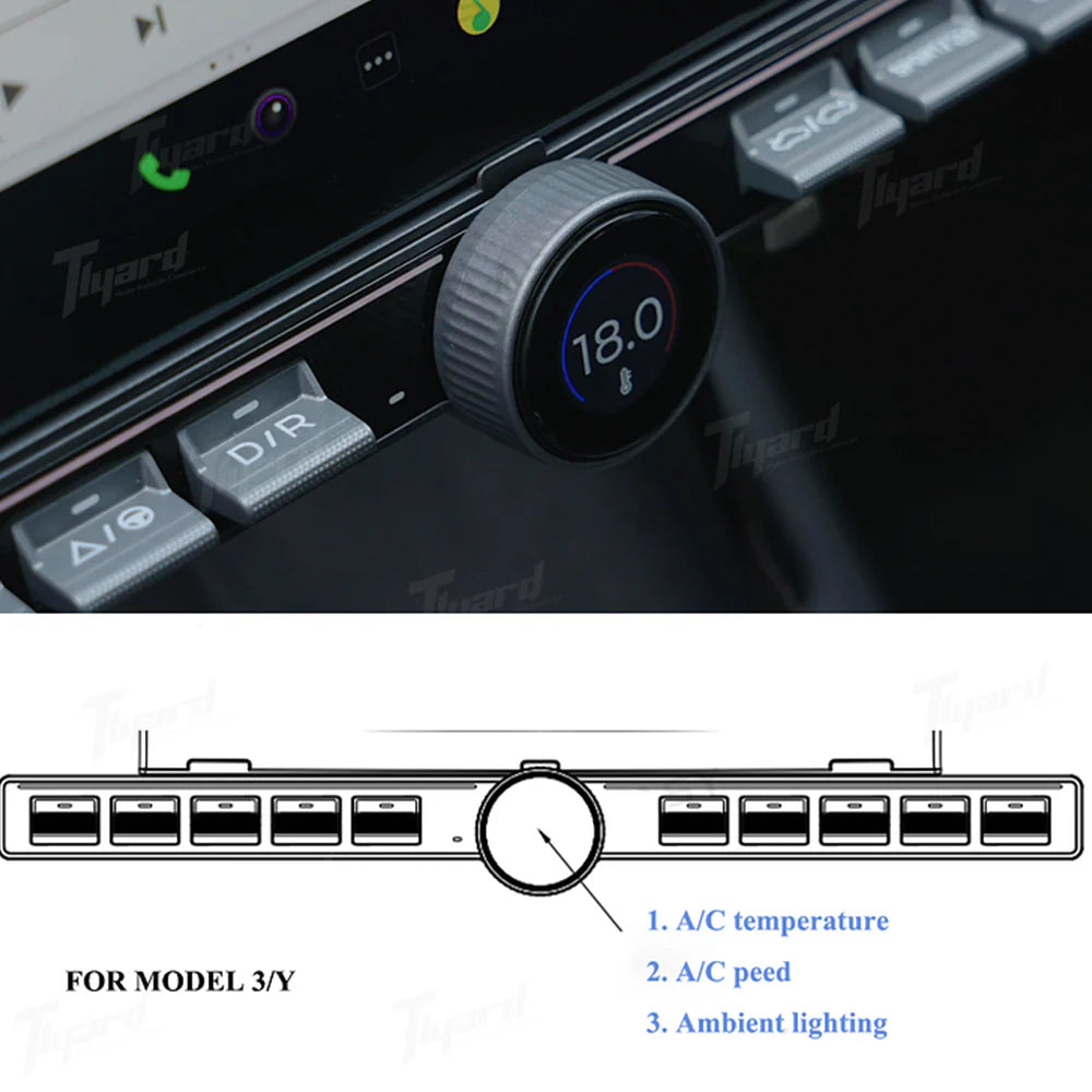 Tlyard Intelligente Multifunktionstasten mit Drehknopf für Tesla Model 3 / Y / Highland bei EV Motion Shop