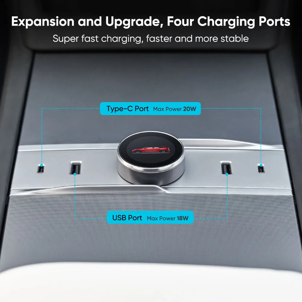 Tesstudio Smart Drehbare Schalt Knob mit Lade Dock für Tesla Model 3 (2024) Highland bei EV Motion Shop