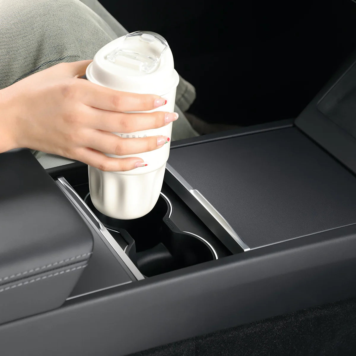 TPARTS Getränke Becher Cupholder aus Silikon für Tesla Model 3 (2024) Highland