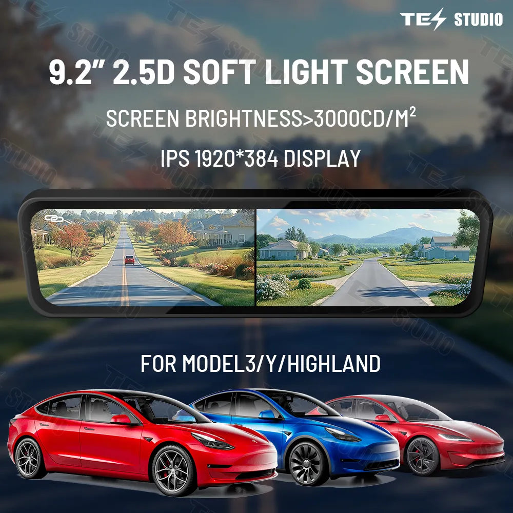 Tesstudio Rückspiegel 1080p Full HD mit Touchscreen Video Recorder und WiFi für Tesla Model 3 / Y / Highland bei EV Motion Shop