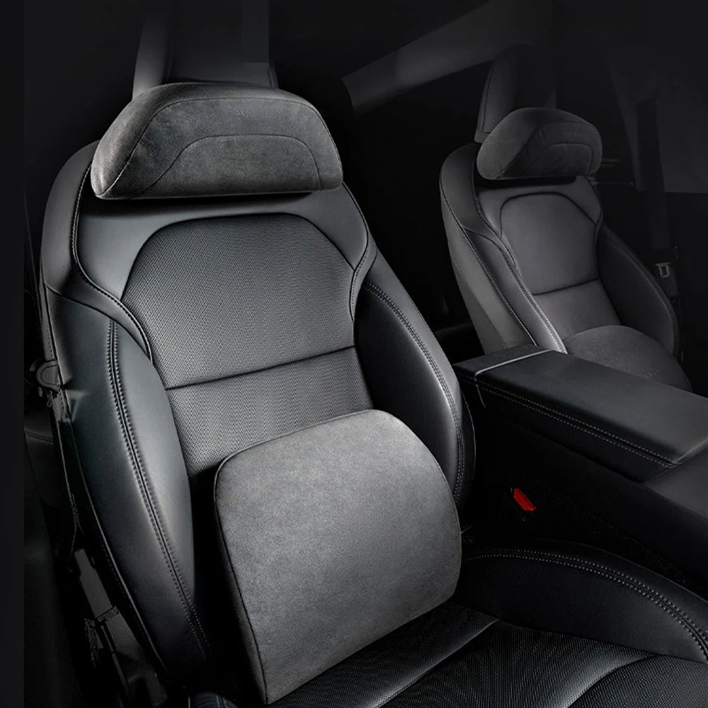Yeslak Alcantara Kopfstützen & Lendenwirbelstützen Kissen – Tesla Model 3 / Y / X / S / Cybertruck bei EV Motion Shop