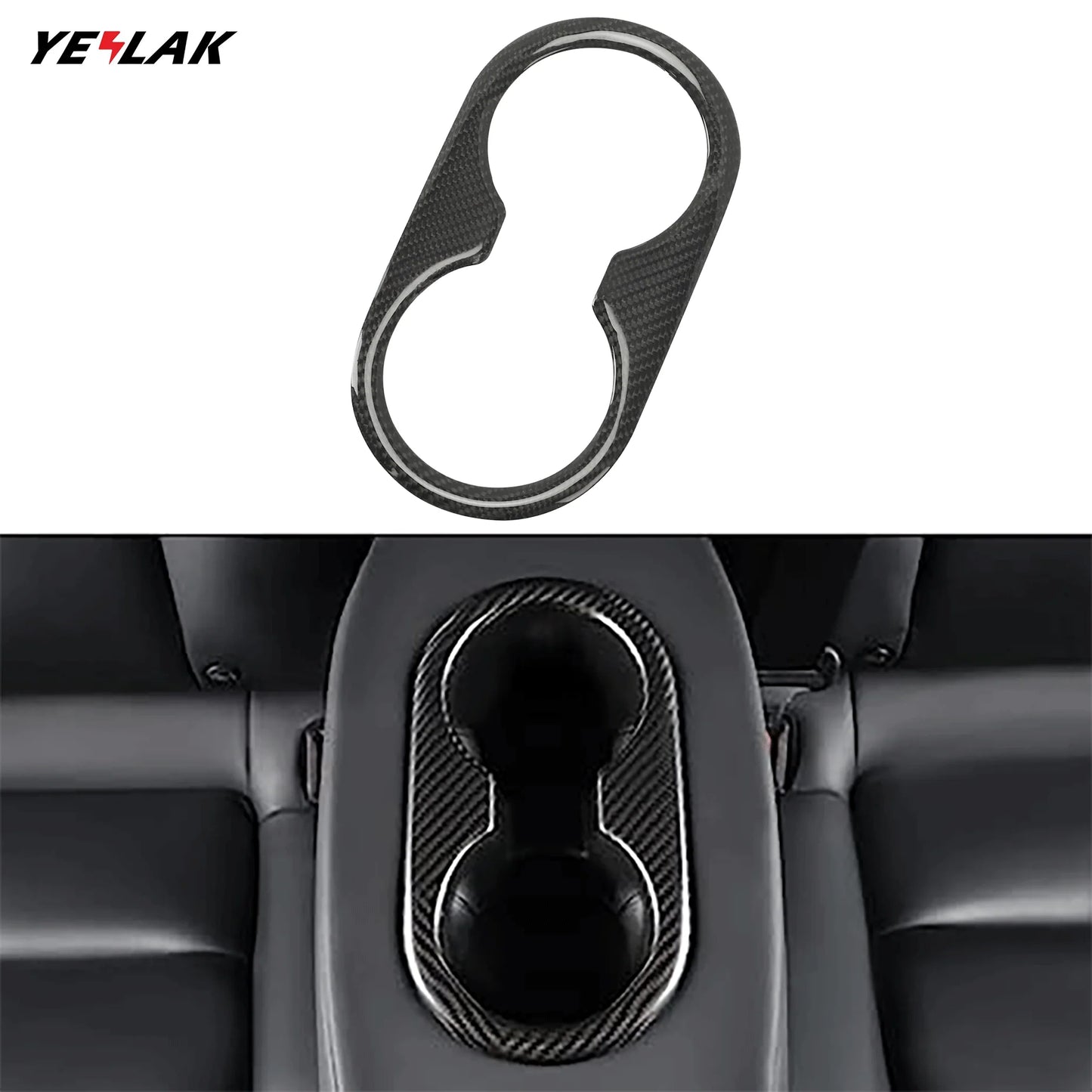 Yeslak Carbon Rücksitz Cupholder Cover – Tesla Model 3 / Y