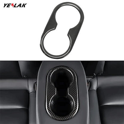 Yeslak Carbon Rücksitz Cupholder Cover – Tesla Model 3 / Y