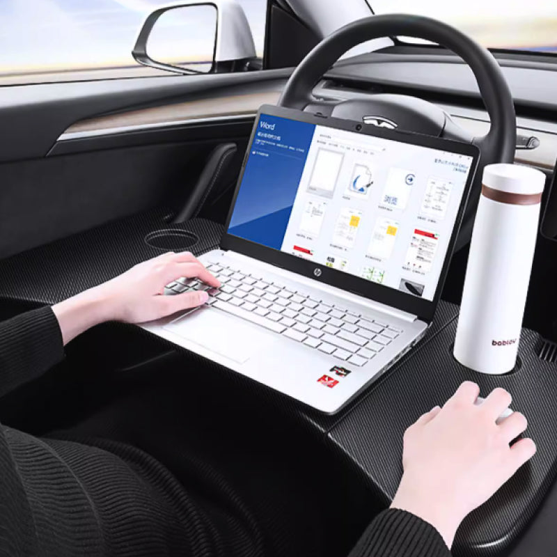Faltbarer Tisch im Carbon-Look für Tesla Model S / 3 / X / Y bei EV Motion Shop