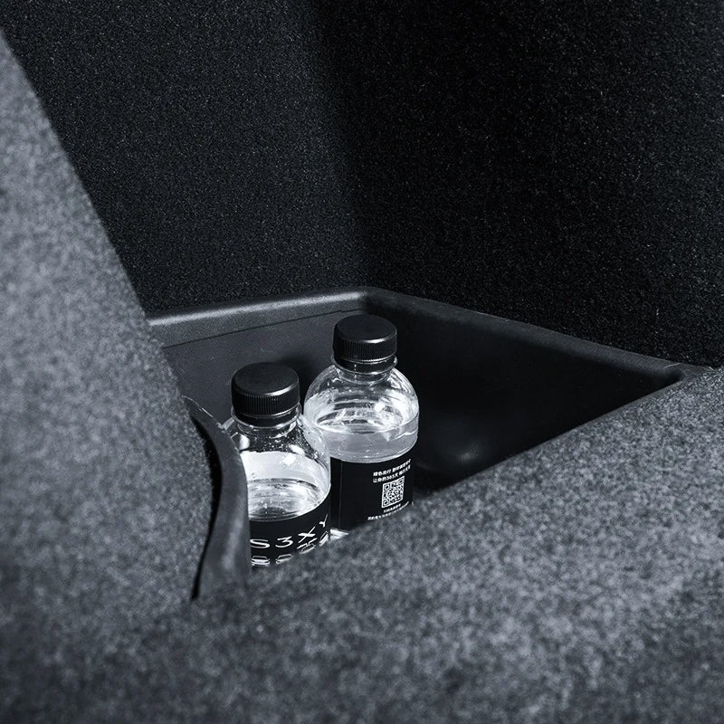 EV Motion Kofferraum Organizer hinterer Trunk Staufaecher mit Deckel (2er Set) für Tesla Model 3 (2024) Highland 1