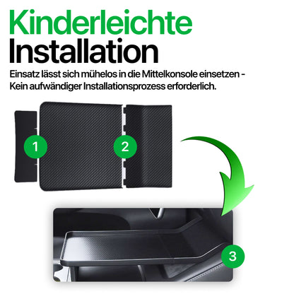 Mittelkonsole Tischplatte im Carbon-Look für Tesla Model 3 / Y bei EV Motion Shop