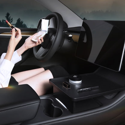 Mittelkonsole Tischplatte im Carbon-Look für Tesla Model 3 / Y bei EV Motion Shop